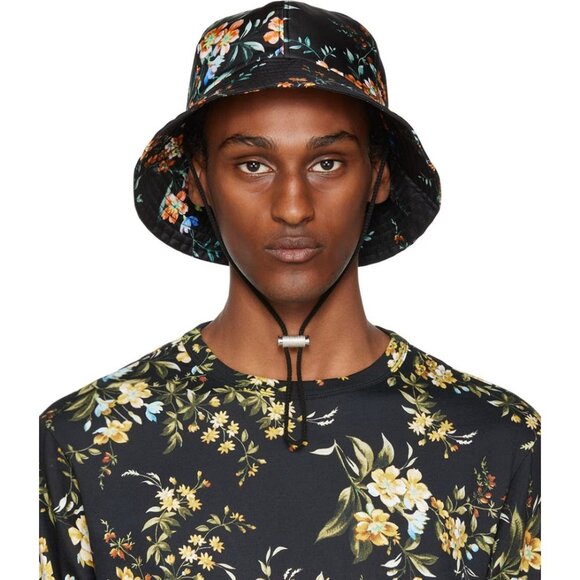 Erdem Kallmus Black Floral Nylon Printed Bucket Hat NWT $390 Size Large - Picture 2 of 8